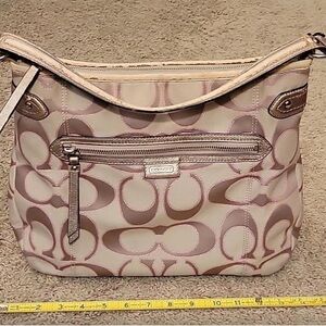 Coach Beige and Pink Signature Shoulder Bag